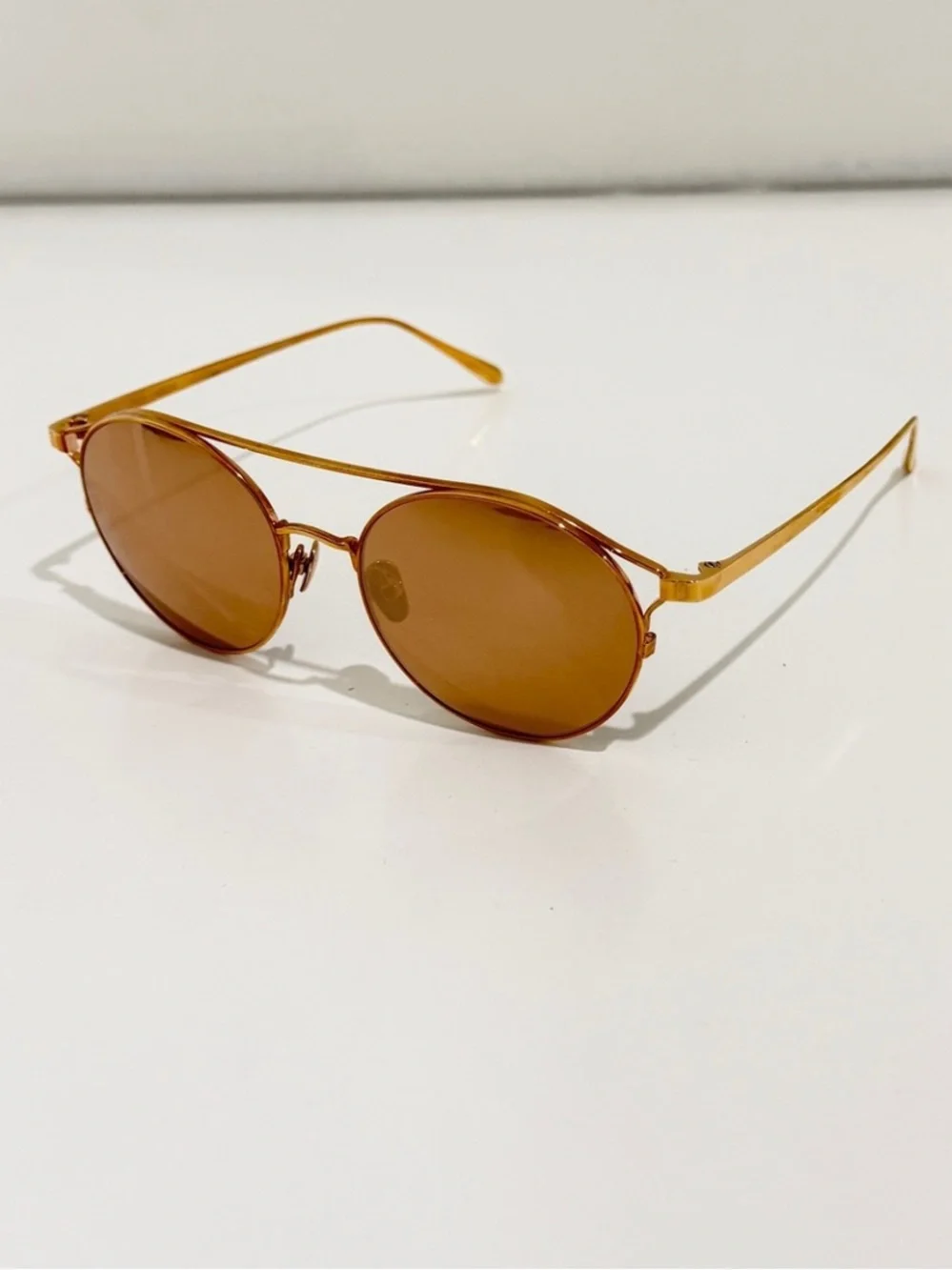 Linda Farrow Rayan LFL825 C3 Rose Gold 18-22 Gold Plated Titanium Sunglasses NWT